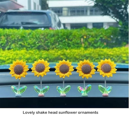 Swinging Sun Flower Dashboard Decor For Car (Pack of 5)