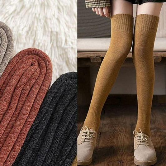 Thigh High Socks Knitted Thick Thermal Woolen Socks